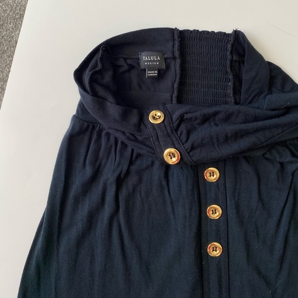 Aritzia -Talula black strapless flowing tube top with gold buttons - Picture 3 of 6